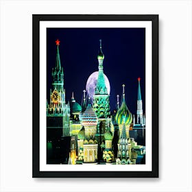 Night View Of Kremlin Buildings Art Print