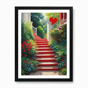 Colorful Stairway With Heart (9) Art Print