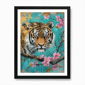 Tiger In Bloom 4 Art Print