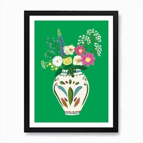 Cottage Garden Flowers and Jug Art Print