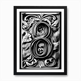 8, Number, Education Linocut I Poster