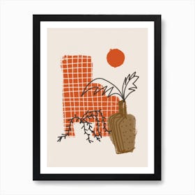 Burnt Orange Garden Sketch Art Print