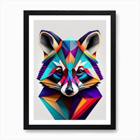 Cozumel Raccoon Modern Geometric Art Print