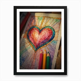 Heart Coloring Page 4 Art Print