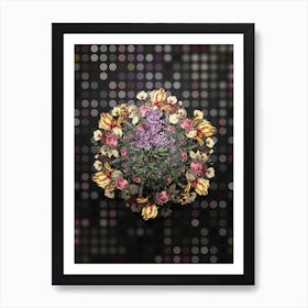 Vintage Persian Lilac Flower Wreath on Dot Bokeh Pattern n.0419 Art Print