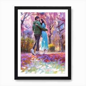 Cherry Blossoms sprung And this beautiful couple’s love Art Print