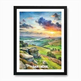 Dartmoor National Park Watercolor Painting Art Print