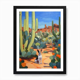 Painting Of A Dog In Desert Botanical Garden, Usa In The Style Of Matisse 03 Art Print