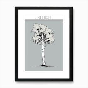 Birch Tree Minimalistic Drawing 3 Poster Art Print