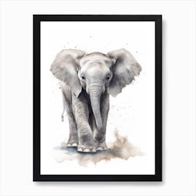 Baby Elephant Watercolour Nursery 1 Art Print