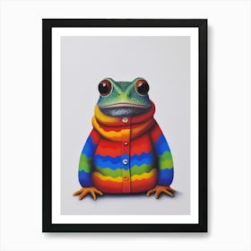 Baby Animal Wearing Sweater Frog Art Print