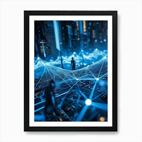 A Geometric Structure Sprawled Across A Global Scale Its Interconnected Nodes Pulsating With Data T Art Print