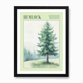 Hemlock Tree Atmospheric Watercolour Painting 1 Poster Art Print