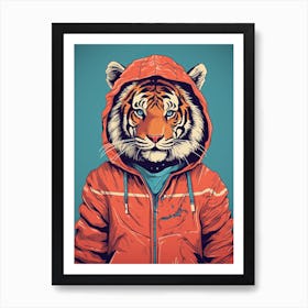 Tiger Illustrations Wearing An Orange Jacket 3 Art Print