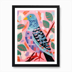 Pink Scandi Pigeon 4 Art Print