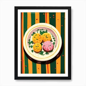 A Plate Of Pumpkins, Autumn Food Illustration Top View 27 Art Print