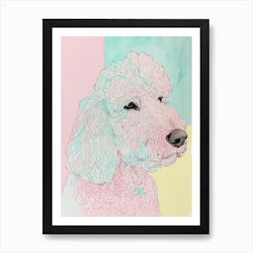 Pastel Spanish Water Dog Line Illustration 2 Art Print