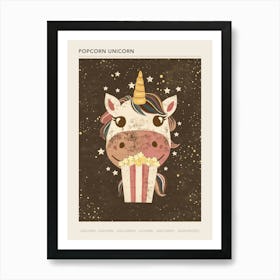 Unicorn Eating Popcorn Mustard Muted Pastels 1 Poster Art Print