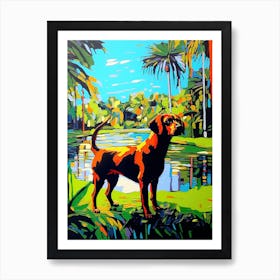 A Painting Of A Dog In Royal Botanic Gardens, Melbourne Australia In The Style Of Pop Art 04 Art Print