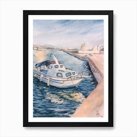 Boat At The Harbor Art Print