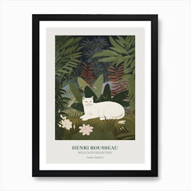 Henri Rousseau  Style Wild Cats Collection White Botanical Art Print