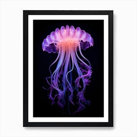 Mauve Stinger Jellyfish Neon Illustration 5 Art Print