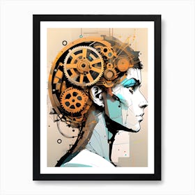 Can't Stop Thinking, A Abstract Portrait Of A Woman Art Print