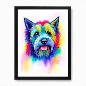 Scottish Terrier Rainbow Oil Painting Dog Art Print