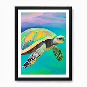Olive Ridley Sea Turtle (Lepidochelys Olivacea), Sea Turtle Paul Klee Inspired 1 Art Print