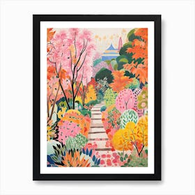The Garden Of Morning Calm, South Korea In Autumn Fall Illustration 1 Art Print