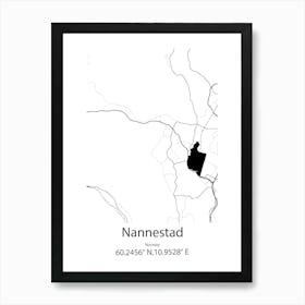 Nannestad,Norway Minimalist Map Art Print