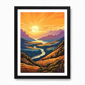 Kepler Track New Zealand 2 Vintage Travel Illustration Art Print