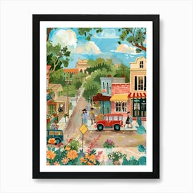 Storybook Illustration Sixth Street Austin Texas 4 Art Print