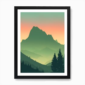 Misty Mountains Vertical Composition In Green Tone 152 Art Print