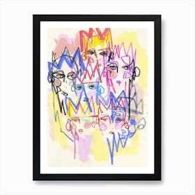 Abstract Crown Faces  Art Print