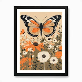 Butterflies and Flowers in Soft Colours II Art Print