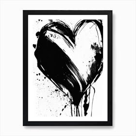 Abstract Heart Symbol Black And White Painting Art Print