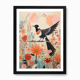 Magpie 4 Detailed Bird Painting Art Print