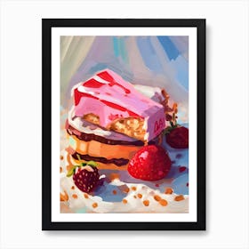 Strawberry Cake Oil Painting 2 Art Print