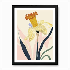 Colourful Flower Illustration Daffodil 4 Art Print