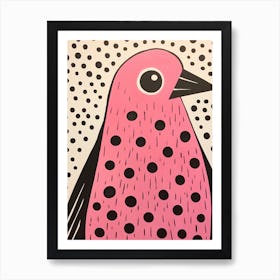 Pink Polka Dot Crow 2 Art Print