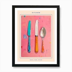 Kitsch Knife Fork Spoon Brushstrokes 1poster Art Print