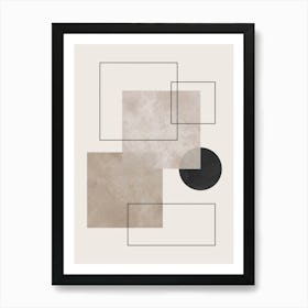Watercolor squares and lines 3 Art Print