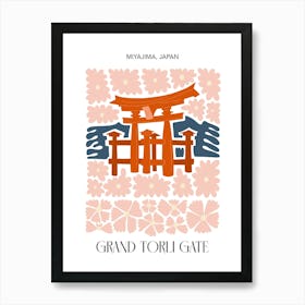 Grand Torli Gate   Miyajima, Japan, Travel Poster In Cute Illustration Art Print