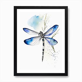 Slaty Skimmer Dragonfly Minimalist Watercolour 1 Art Print