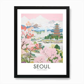 Seoul, South Korea Maximalist Travel Poster Vibrant Colour  Art Print