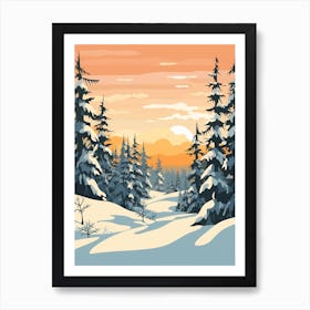 Vintage Winter Travel Illustration Lapland Finland 2 Art Print