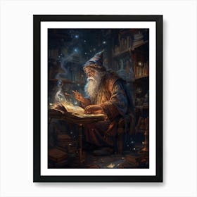 Wizard Reading Book 9 Art Print