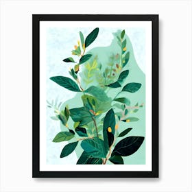 Green Leaves On A Branch Art Print