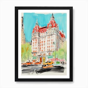 The Plaza Hotel   New York City, New York   Resort Storybook Illustration 1 Art Print